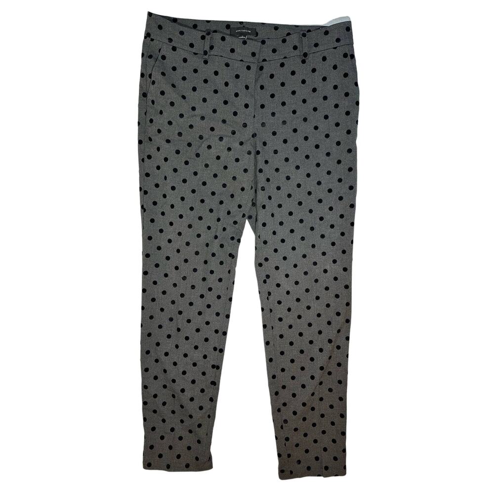 Ann Taylor Charcoal and Black Polka Dot Pants Size 8
